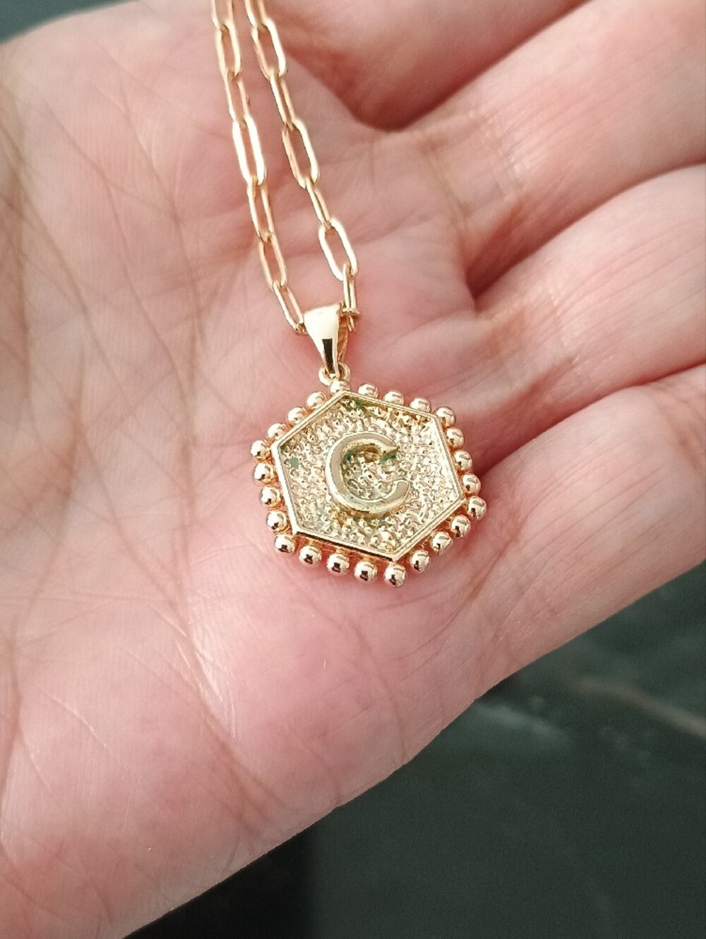 Gold Tone Letter C Pendant Charm